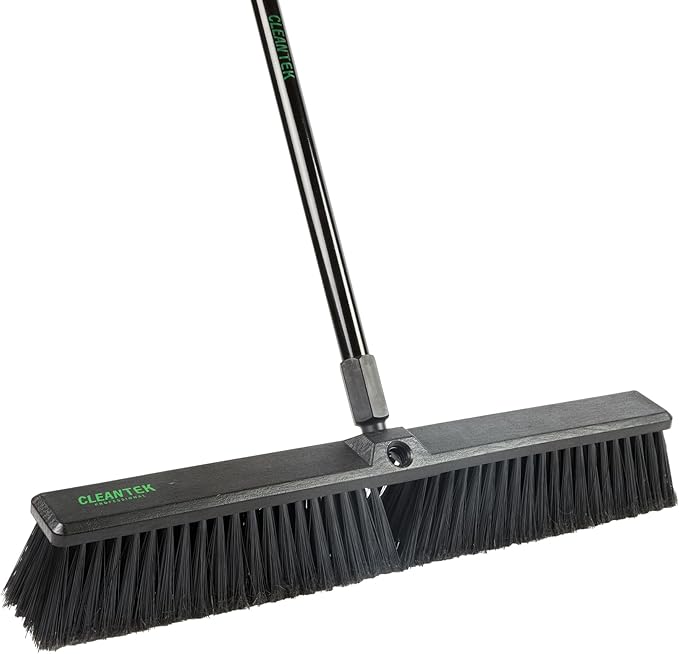Restaurantware-BROOM HEAD ONLY: Clean Tek Professional 23.62-Inch Push Broom Head, 1 Heavy-Duty Cleaning Tool - Handle Sold Separately, Fine Flagged Bristles, Black Plastic, Outdoor Use