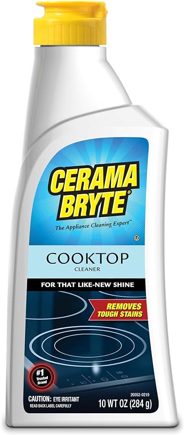 Cerama Bryte Removes Tough Stains Cooktop and Stove Top Cleaner for Glass - Ceramic Surfaces, 10 Ounces, 1 Pack