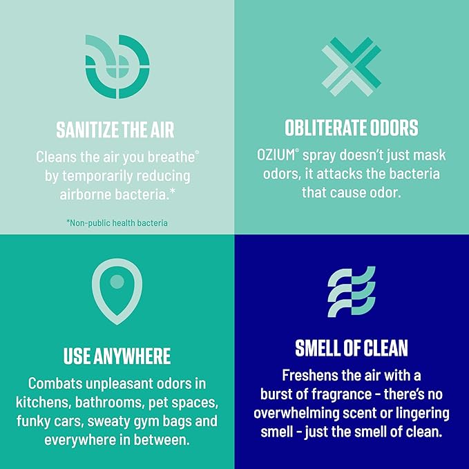 Ozium 3.5 Oz. Air Sanitizer & Odor Eliminator for Homes, Cars, Offices and More, Outdoor Essence Scent, 2 Pack