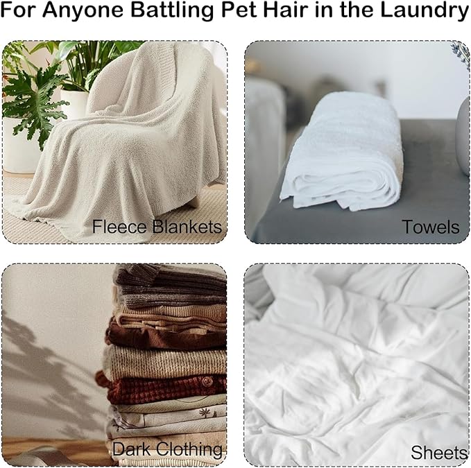 12PCS Pet Hair Remover for Laundry, Reusable Dog & Cat Hair Remover Tool, Suitable for Washing Machines, Dryers, Effectively Removes Pet Hair, Lint and Dander from Bedding and Clothing.