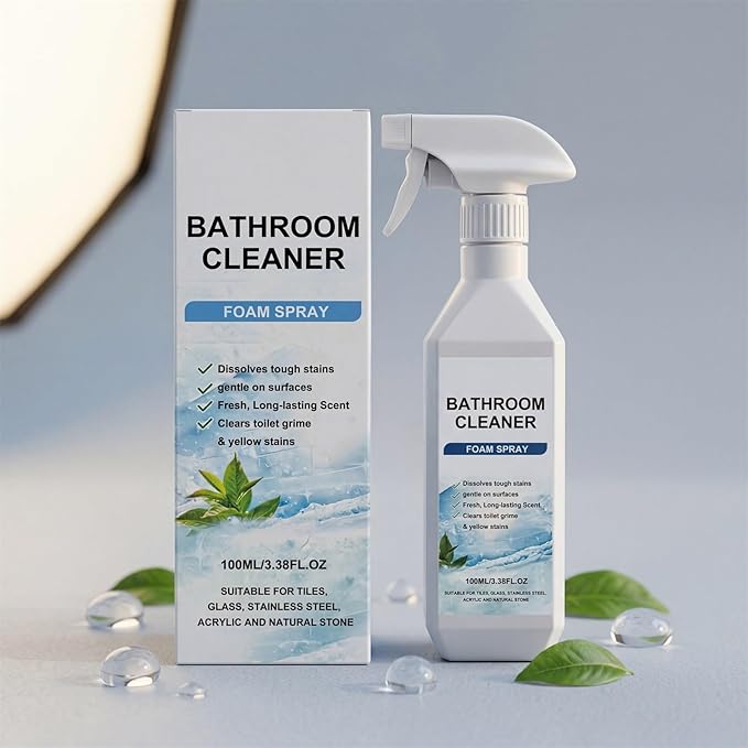 Scale Remover Bathroom Cleaner, Bathroom Cleaner Foam Spray for Shower, Glass, Stainless Steel, Tiles, Glass and Toilet, 3.38OZ (1Pcs)