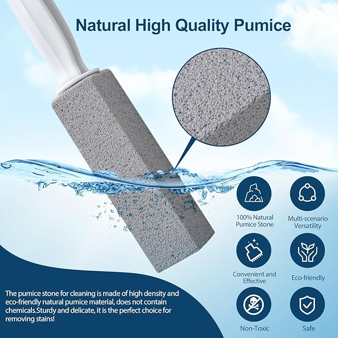 Pumice Stone Toilet Bowl Cleaner, 12 Pack Pumice Stone for Cleaning Toilet with Handle, Bathtubs, Sinks, Grills, Swimming Pools