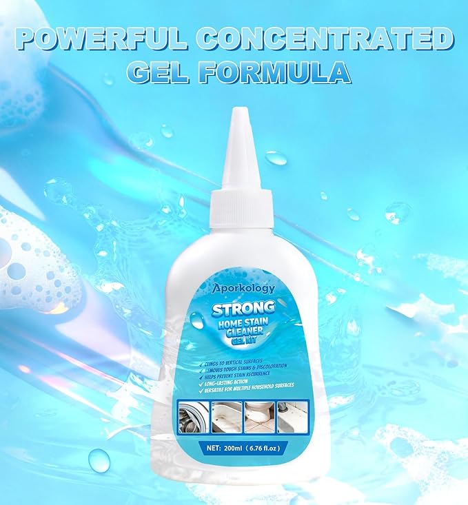 Home Stain Cleaner Gel, Heavy Duty Bathtub Stain Remover for Washing Machine, Toilet, Bathroom Grout, Bathtub, Kitchen Sinks, Tile, Door & Window Tracks（400ml）