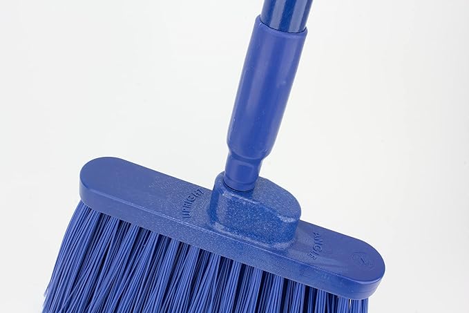 SPARTA 41082EC14 Plastic Color Coded Broom, Flagged Bristles, Long Broom With Angled Head For Large Debris, 56 Inches, Blue