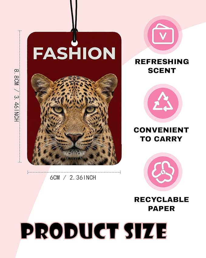 Red and Leopard Print Orange Citrus Car Air Freshener 4pcs, Trendy Cheetah Lucky 8 Ball Sexy Lips Espresso Martini Hanging Scents Car Accessories Interior Mirror Decor for Women Girls