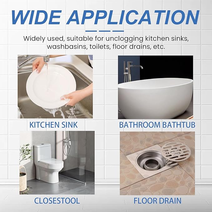 Drain Cleaner - Unclog Kitchen Sink, Bathroom Drain, Toilet, Hair & Grease Remover, Deodorizer, Safe for All Pipes(3PCS)