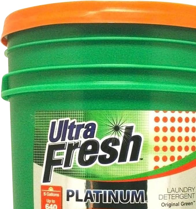 Ultra Fresh 3X Platinum 5 Gallon Laundry Detergent Liquid for All Machine Types with Easy Dispensing Pump, Up to 640 Loads, Original Green (5 Pack)