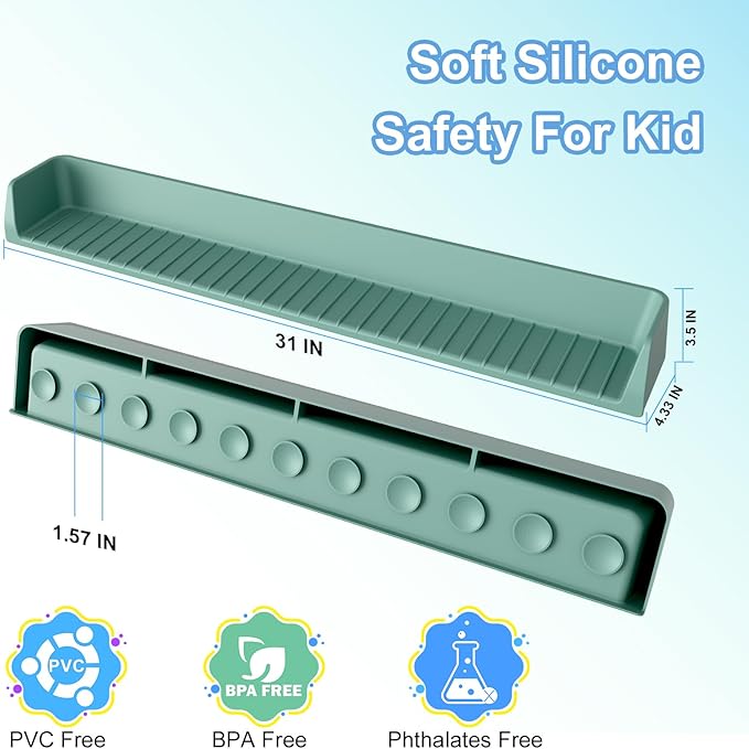 Splash Guard for Bathtub, Silicone Bathtub Water Guard for Tub Kids, Bath Tub Play Shelf Toy Holder for Kids, Tub Splash Guard Prevent Water Spills in Bathroom, Toddler Bath Essentials (Aqua)