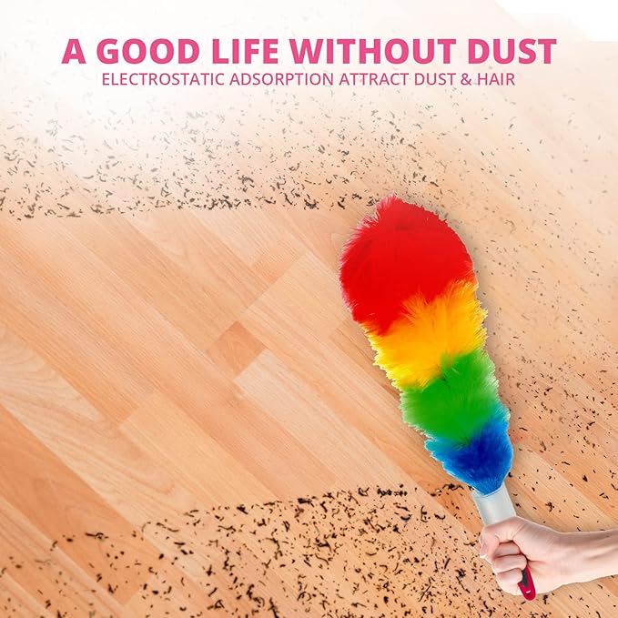 WBM Duster, Long Electrostatic Feather Clean Like a Magnet, Hand Washable and Reusable with Microfiber