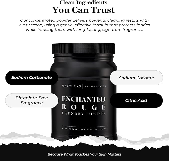 Mavwicks - Luxury Laundry Detergent Powder (Enchanted Rouge) 32 Oz – Concentrated for Tough Stains and Odors, For All Washing machine types – Gentle on Fabrics