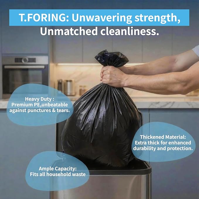 Large 40-45 Gallon Trash Bags Heavy Duty - 1.6 Mil Thick,39''x47'' Strong Black Garbage Bags Unscented 100 Count Trash Can Liners for Construction Industrial Yard Outdoor Commercial