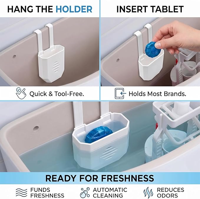 Toilet Tablet Holder,Toilet Tank Tablet Holder,Toilet Bowl Tablet Holder,Tank Caddy,Toilet Tank Cleaner Holder,Water-Resistant Plastic,For Placing And Protecting Your Toilet Cleaning Tablets