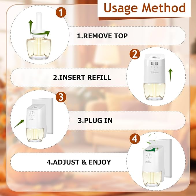 Plug In Air Freshener Refills 8 Pack - Fresh floral, Fruity scent, Complex fragrance, Woody Scented Refill for Home, Bedroom, Bathroom Use, Compatible with Air Wick & Glade, Not Include Glade Plus