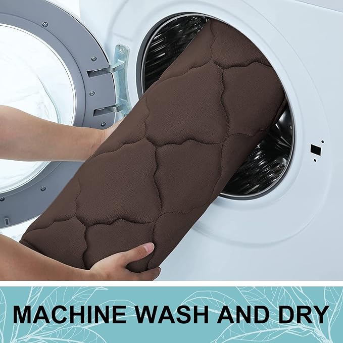OLANLY Memory Foam Bath Mat Rug 59x24, Ultra Soft and Absorbent Bathroom Rugs, Non-Slip, Comfortable, Machine Washable Bath Carpet for Bathroom Floor, Tub, Shower and Home Decor Accessories, Brown