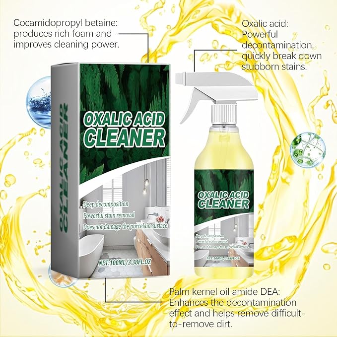 Oxalic Acid Cleaner Spray, 2026 Upgraded oxalic acid powerful stain cleaner, Powerful Stain Removal Spray for Bathroom, For Floor Countertop and Toilet (1pc)