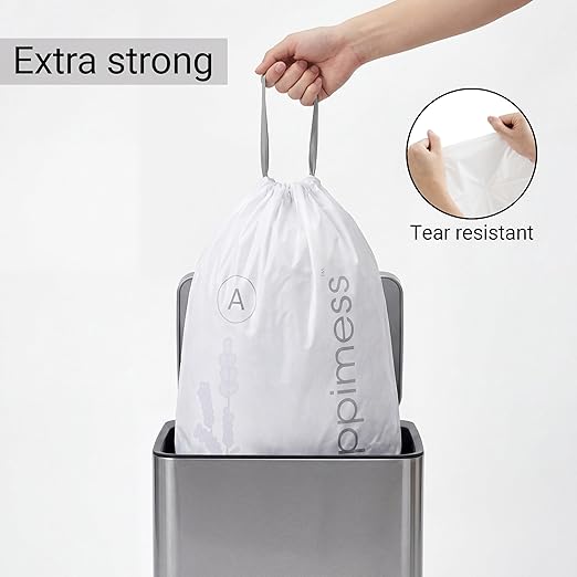 happimess 8 Gallon (30L) Drawstring Trash Bags, Lavender Scent, White, Heavy Duty MDPE Liners for Kitchen and Household, Odor Control, Custom Fit 40 Count (2 Packs of 20 Liners) HPM3101A-W-2SET