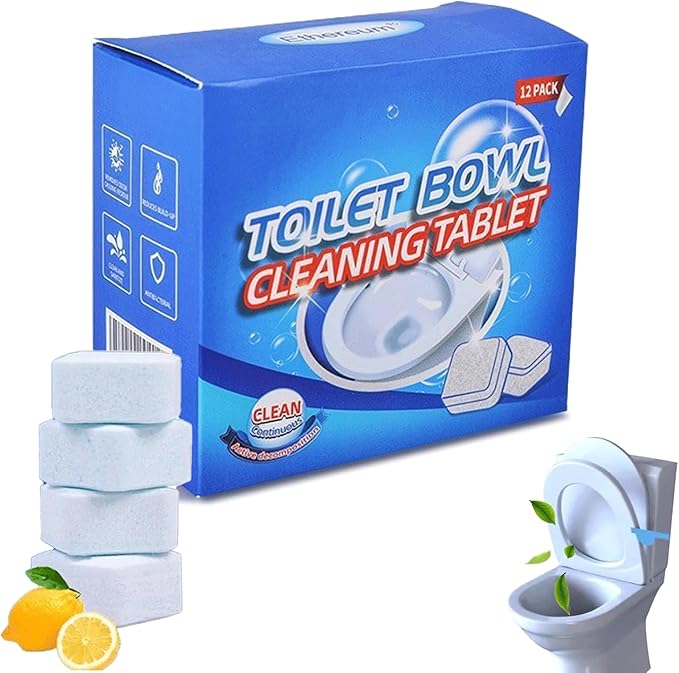 Powerful toilet bowl cleaner tablets, Easy-to-Use Drop-In Tank Cleaner Long-Lasting Freshness, Fresh and elegant for Deep Cleaning (12)