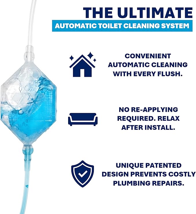 CRYSTAL CLEAN | Automatic Toilet Bowl Cleaner | Time Saving Single Pod System | No Tablets Or Stamps | Quick & Easy Toilet Tank Install | Septic & Plumbing Safe | Pre-Loaded Detergent | Fresh Scent