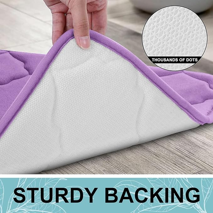 OLANLY Memory Foam Bath Mat Rug 70x24, Ultra Soft and Absorbent Bathroom Rugs, Non-Slip, Comfortable, Machine Washable Bath Carpet for Bathroom Floor, Tub, Shower and Home Decor Accessories, Lavender