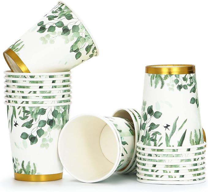 168 Pcs Sage Green Baby Shower Decorations, Sage Green Plates, Bridal Shower Plates and Napkins sets, Eucalyptus Baby Shower Birthday Baptism Wedding Shower Decorations, Serves 24