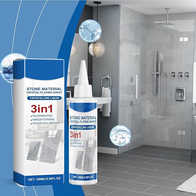 Long-lasting Gloss & Protection Tile Cleaner & Polish — 3in1 Stone Crystallization Coating Agent，Tile Cleaner and Polish for Bathroom, Kitchen, Ceramic Tiles, Protective & Polishing (1PCS)