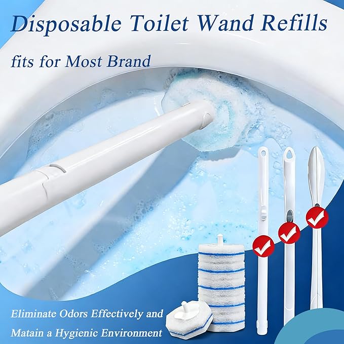 20 Count Toilet Brush Wand Refills Fits Clorox Wand, 3X Cleaning Exclusive Upgrade Formula Disposable Toilet Bowl Wand Refills, No Falling Apart, Fits Most Brand Toilet Brushes Cleaning Systeam