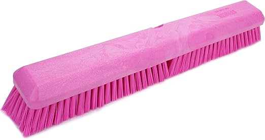 SPARTA Omni Sweep Plastic Push Broom Head, Heavy Duty, Industrial Broom With Color Code System For Outdoor, Indoor, Garage, Concrete, Patio, Kitchen, Bathroom, 18 Inches, Pink