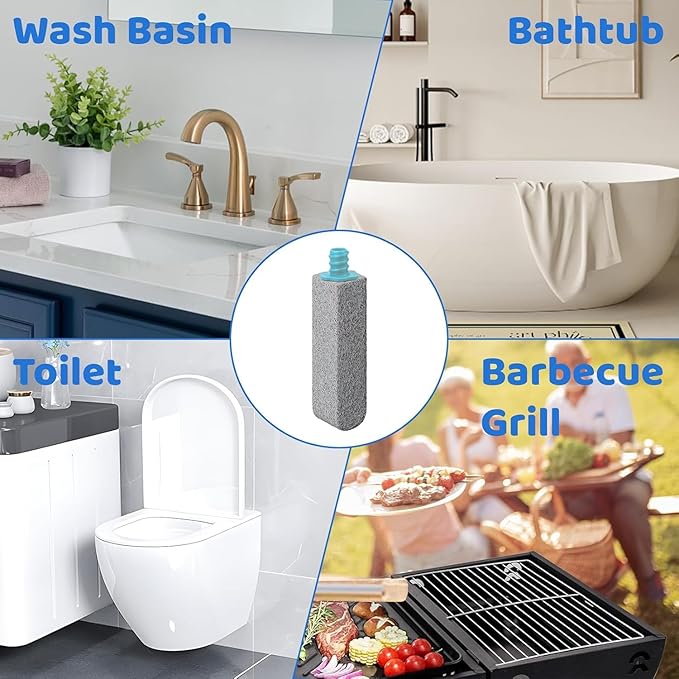 Pumice Stone Toilet Bowl Cleaner with 11.8 Inch Handle, Multi-Surface Cleaning Tool for Bathroom, Pool, Grill (8 Pack)