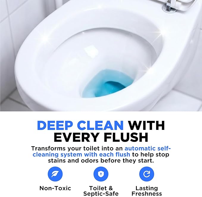 Happy Toilet Cleaner Automatic Toilet Bowl Cleaner 5 Pack - Easy to Install Toilet Tablet Holder - Self-Cleaning Toilet System, Deep Clean with Every Flush - Made in the USA