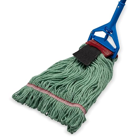 SPARTA Flo-Pac Acrylic Mop Head, Loop-Ended, Wide Band with 5" Red Band with Scrubber for Organized Cleaning, Large, Red