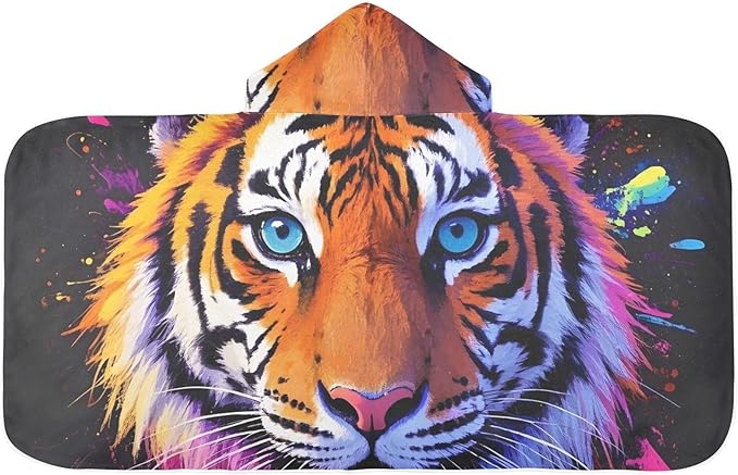 SUABO Kids' Bath Towels Colorful Tiger Hooded Towels for Boys Girls,Toddler Towels Multi-Purpose for Beach,Pool and Bathroom,23.5" x 50", Soft and Highly Absorbent