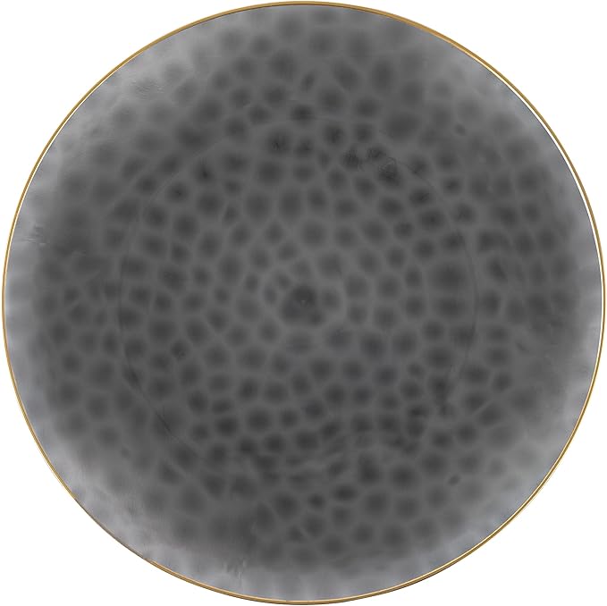 PlasticPro 30 Pack Hammered Plastic Plates Heavyweight Disposable Plastic Plates Elegant Black Transparent Plates With Gold Rim Platsic Party Dishes (Transparent Black With Gold Rim, 10'' INCH PLATES)