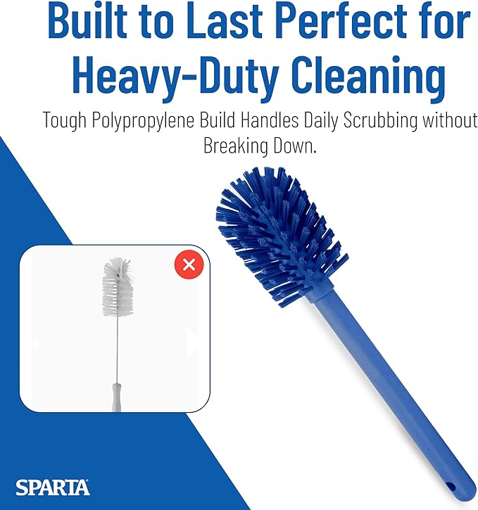 SPARTA Large Water Bottle Brush Ideal for Wide-Mouth Jars, Bottles and Tumblers, Dishwashing Tool with Handle for Home and Commercial Kitchens, Plastic, 12 Inches, Blue