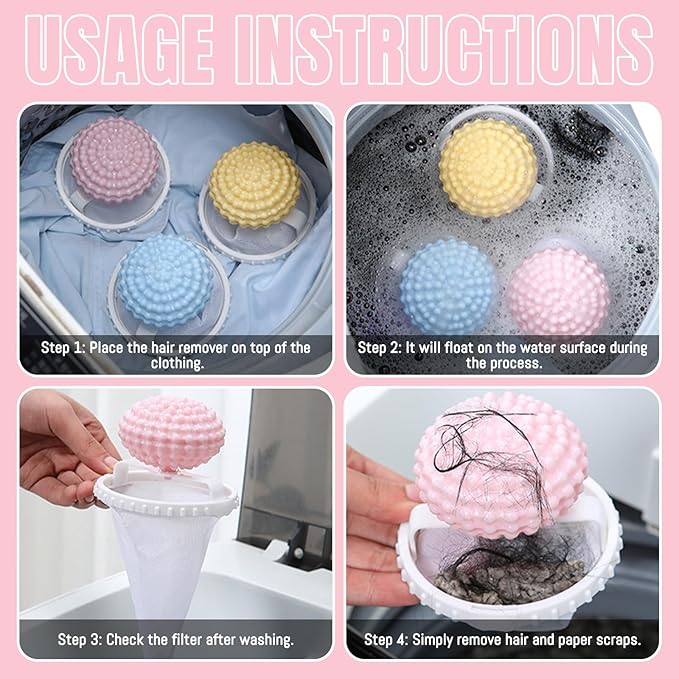 3 Pcs Pet Hair Remover for Laundry 2026 New Washing Machine Hair Catcher Floating Hair Filtering Mesh Removal Reusable Laundry Hair Filter for Pet Loving Families Lint Catcher for Washing Machine