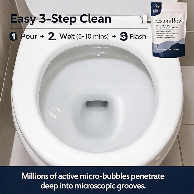 Restorabowl Foaming Toilet Cleaner, Powerful Oxygen-Foam, No Scrubbing, Not Damage the Pipes