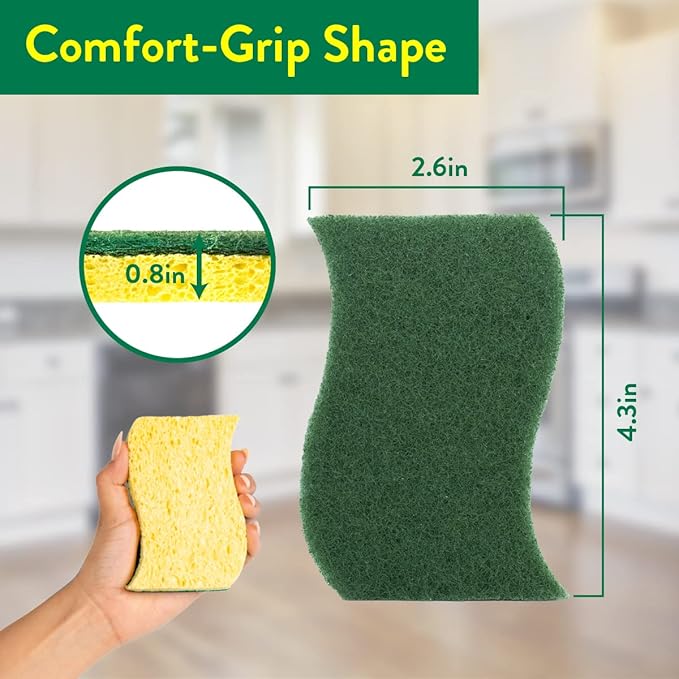 Pine-Sol Heavy Duty Scrub Sponges for Cleaning | Dual-Sided Dishwashing and Scouring Pad | Kitchen Supplies for Washing Dishes, Pots, Pans, 3 Pack