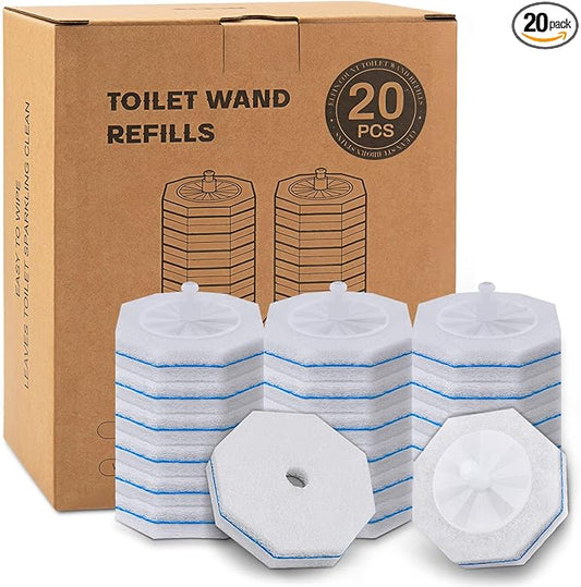 20 Count Toilet Wand Refills Compatible with Clorox Toilet Wand, Disposable Toilet Brush Heads, 5X Cleaning Power, Tear-Resistant, Fresh Scent