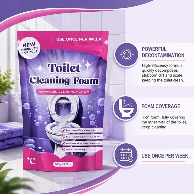 Fizz Clean Toilet Bowl Cleaner, Fizzclean Toilet Cleaning Foam, 2026 New Upgrade Toilet Bowl Cleaner, For Sparkling Clean, Touch Free Foaming Cleaning Powder (4PCS)