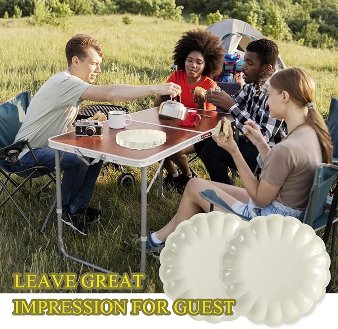 BHHQHH 50Pcs Disposable Scalloped Paper Plates Shell Edge Dinner Paper Plates for Wedding Baby Shower Birthday Party Bridal Party Supplies(9 Inch)