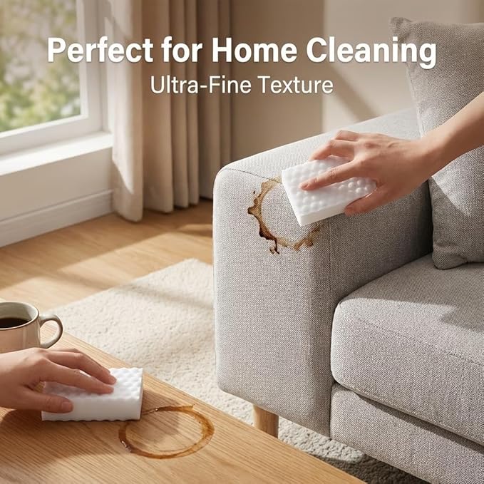 Kaidaa Magic Eraser Cleaning Sponge – Pack of 4 | Chemical-Free Melamine Foam Eraser for Walls, Kitchen, Bathroom, Shoes | Tough on Stains, Gentle on Surfaces
