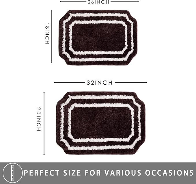 Bathroom Rugs Mat 26x18, Soft Absorbent Bath Mats, Machine Washable Microfiber Floor Mats for Bathroom Tubs, Sinks and Showers,Coffee