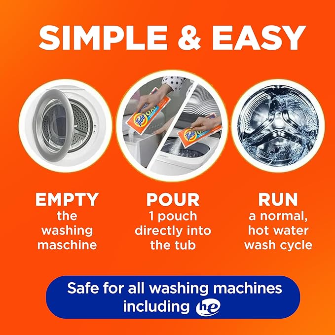 Washing Machine Cleaner by Tide, Washer Machine Cleaner with Oxi for Front and Top Loader Washer Machines, Deep Cleaning Residue & Odor Eliminator, 5 Month Supply (Packaging May Vary), Pack of 6