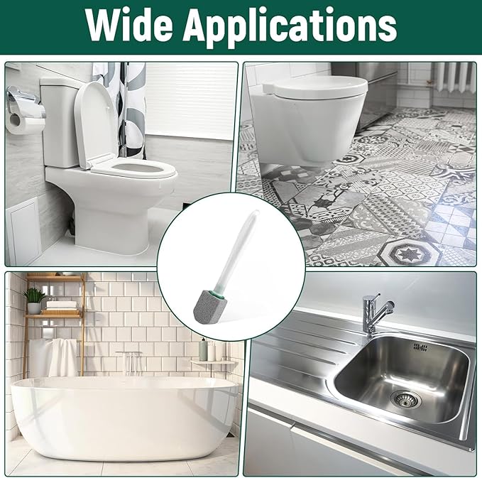 Pumice Stone Toilet Bowl Cleaner,Bathroom Cleaner Brush Toilet Wand Refills with 1Handles For Remove Hard Water Stains with 1 Wand+ 5 Pack Pumice Stones