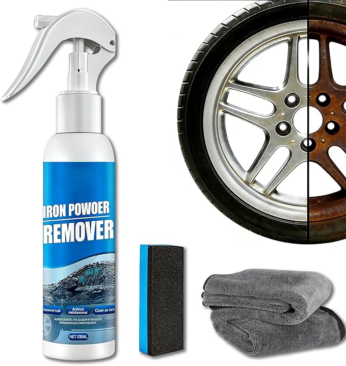 Multi-functional Quick-Acting Rust Removal Spray, Iron Powder Remover for Car and Metal Surfaces, Fast Acting Oxidation Cleaner for Auto Paint, Wheels, Tools, Hardware, Garage Use (1pc)