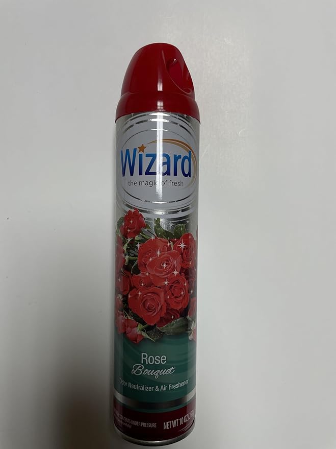 Wizard The Magic of Fresh | Odor Neutralizer & Air Freshener - 10 Oz. Rose bouquet (Pack of 4) (Packaging May Vary)