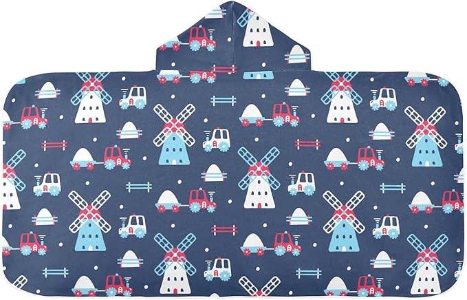 susiyo Kids Hooded Bath Towel Farm Cars Beach Towel for Kids 23.5 x 50 Inch Microfiber Soft Absorbent Quick Dry Bath Swim Pool Towel Wrap Poncho Bathrobe with Hood for Kids Toddler
