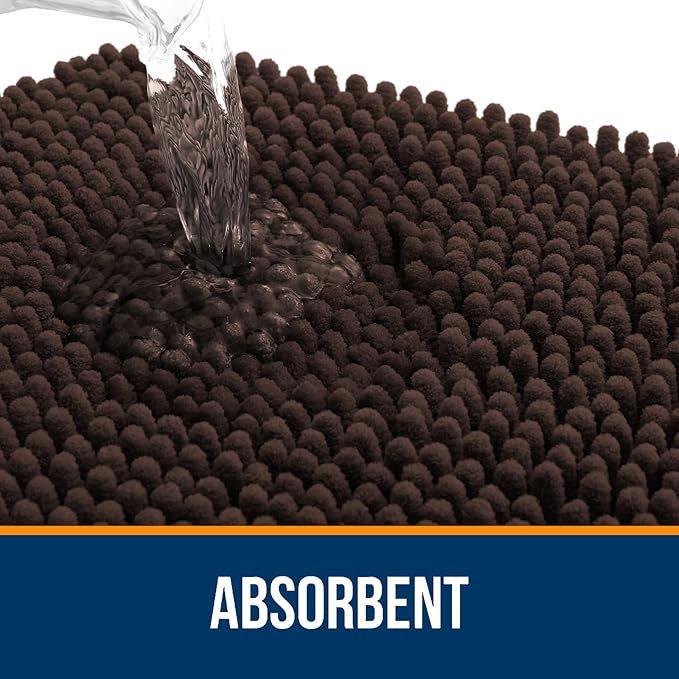 OLANLY Large Bathroom Rugs 40x32, Extra Soft Absorbent Chenille Bath Rugs, Rubber Backing Quick Dry, Machine Washable Bath Mats for Bathroom Floor, Tub and Shower, Home Decor Accessories, Brown