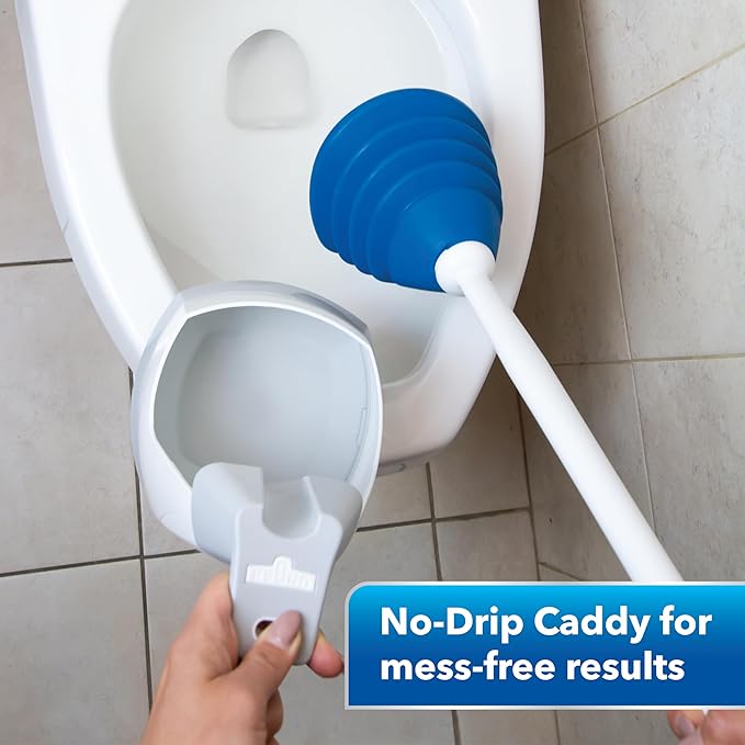 Unger EZ No-Drip Combo Toilet Brush and Plunger Set with Carrying Caddy, Cleaning Tools for Home and Business Bathroom, Discreet Scrubber Accessories Set for Tough Stains and Tight Suction
