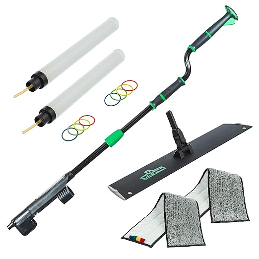 Unger Commercial Excella 24" Floor Cleaning Kit - Adjustable Height Mop, Liquid Dispensing System, 2 Microfiber Pads and Refillable Bottles - EFKT2