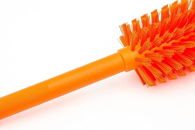 SPARTA 12 Inch Bottle Brush with Polyester Bristles and Plastic Handle, Color Coded, Large Round Head Cleaner for Bottles Jars and Food Service Equipment, Orange